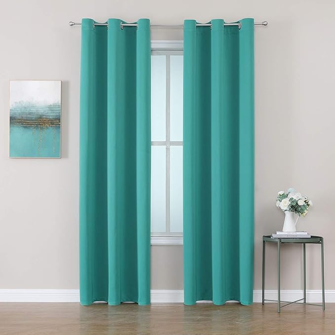 ChrisDowa Grommet Room Darkening Curtains for Bedroom and Living Room - 2 Panels Set Thermal Insulated Blackout Curtains (Teal, 42W x 84L)-Ruum Studio Home