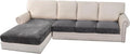 H.VERSAILTEX Velvet Stretch Sectional Sofa Covers - 4 Piece Seat Cushions for L Shape Sectional Couch (Large 3 Seater + 1 Chaise, Grey)-Ruum Studio Home