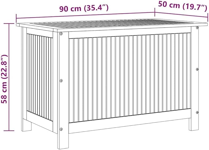 vidaXL Wooden Deck Box - Outdoor Teak Storage Chest, Ideal for Patio Furniture Cushions, Pool Accessories, Garden Tools - Water-Resistant Bag Inside - 35.4''x19.7''x22.8'', Solid Acacia Wood-Ruum Studio Home