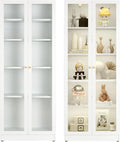5 Tier Metal Curio Cabinets, Modern Bookshelf Cabinet with 4 Adjustable Shelves, Cabinet Display Case for Home Office, Living Room, Pantry (White-27.5W)-Ruum Studio Home