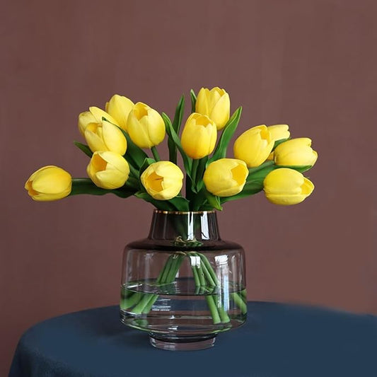 Buart Yellow Flowers Artificial Luxury Big Tulip Valentine's Day Mother's Day Easter Home Kitchen Wedding Decorations(11pcs)-Ruum Studio Home