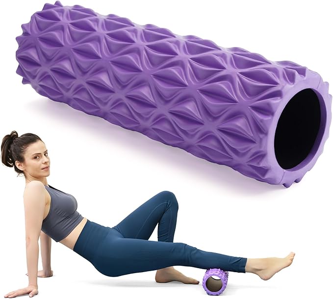 Foam Roller - 15 inch Deep Tissue Massager for Muscle Massage, Myofascial Trigger Point Release, Exercise, Yoga, Pilates & Stretching(Purple)-Ruum Studio Home