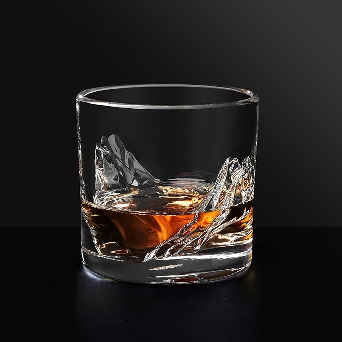 Grand Canyon Heavy Crystal Whiskey Glasses Gift Set of 4, Thick Freezable Bourbon Glass 1lb Each, Premium Whiskey Gifts for Men, Frozen Crystal Chills Cocktails, 10 oz-Ruum Studio Home
