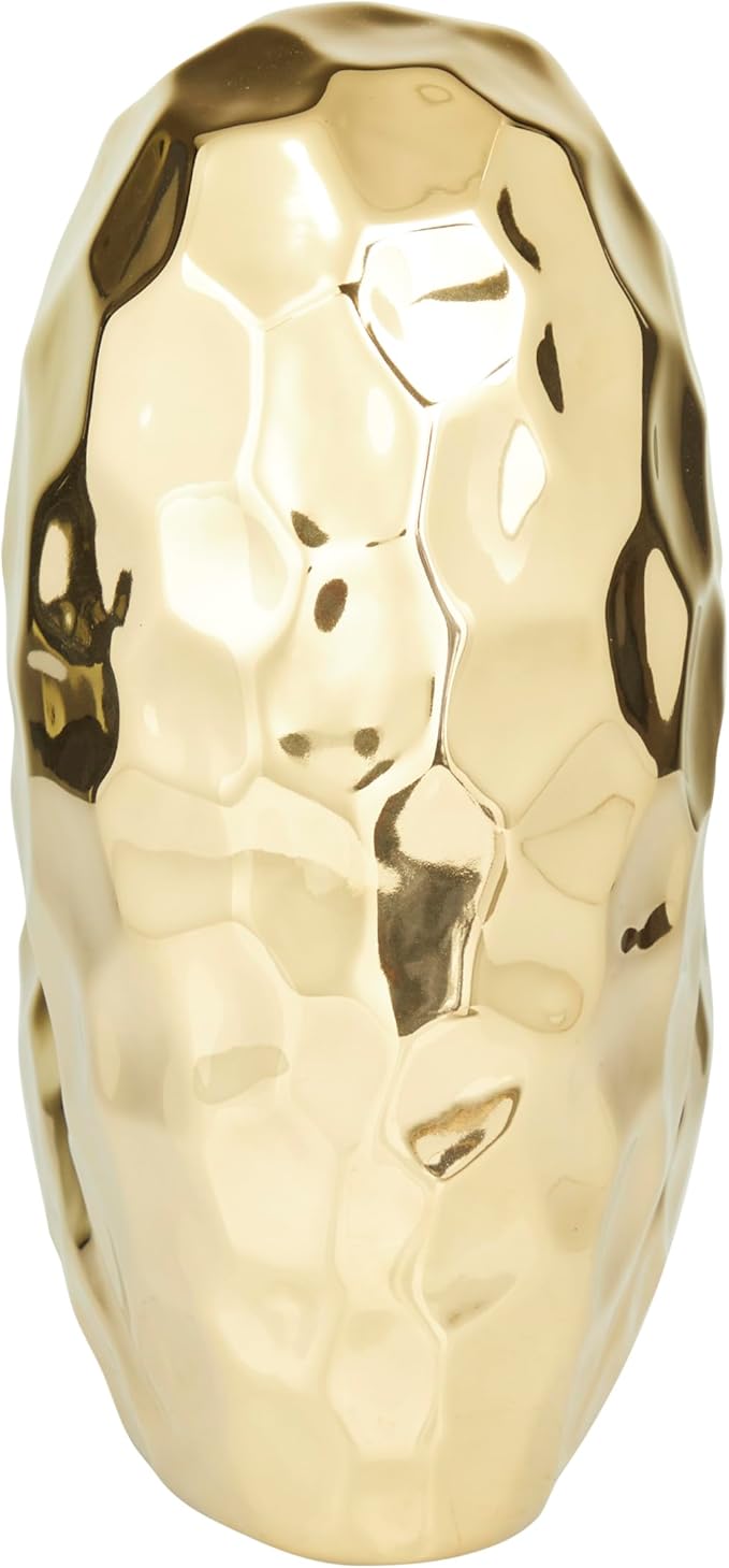 Deco 79 Porcelain Ceramic Heart Decorative Sculpture Dimensional Angled Origami Inspired Home Decor Statue, Accent Figurine 8" x 3" x 8", Gold-Ruum Studio Home