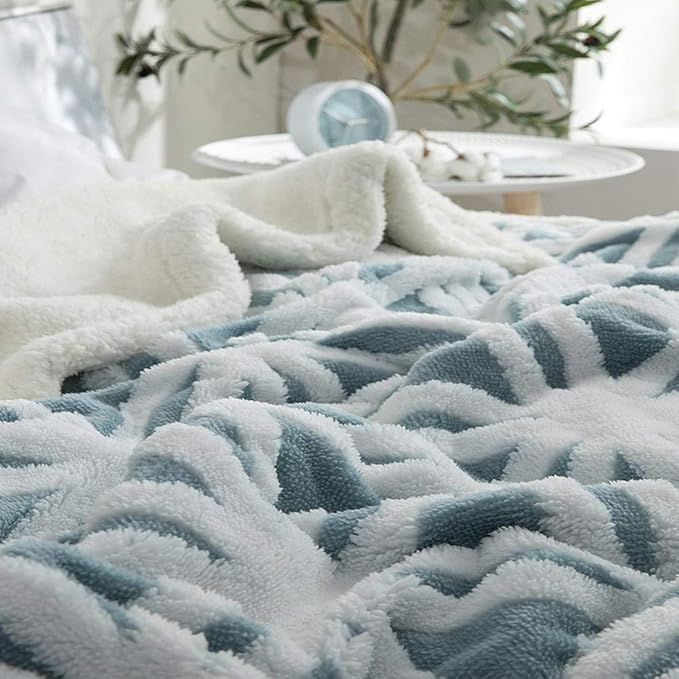 UKELER Ultra Plush Super Soft Lightweight Sherpa Throw Blanket 60''x50'' Cozy Luxury Light Blue Blanket for Bed Couch Warm Fuzzy Blanket-Ruum Studio Home