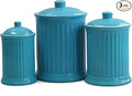 Omniware Simsbury 3-Piece Canister Set - Ceramic Storage Jars with Airtight Lids, Lead-Free Glaze, Dishwasher Safe - Vintage-Inspired Kitchen Containers for Flour, Sugar, Coffee (Turquoise)-Ruum Studio Home