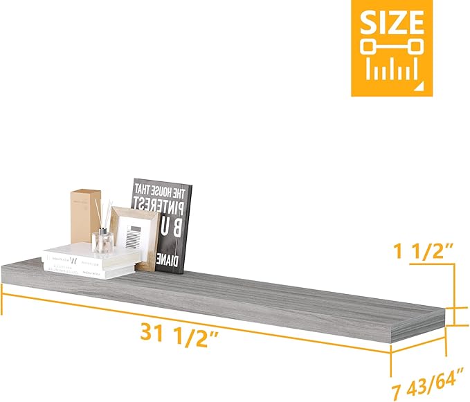 BAMEOS Floating Shelves, Walnut Wall Mounted Wooden Shelves with Invisible Brackets Set of 2, Hanging Wall Shelves Decoration for Bedroom, Bathroom, Living Room and Kitchen-Ruum Studio Home