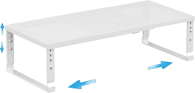 Expandable Spice Rack Kitchen Cabinet Shelf Organizer, Stackable Storage Shelves Racks, Adjustable Counter Shelving for Cabinets, Countertop, Cupboard,Pantry and More(1Pack/White/Large)-Ruum Studio Home