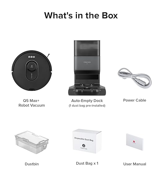 roborock Q5 Max+ Robot Vacuum with Self-Empty Dock, Upgraded from Q5+, 5500 Pa Suction, DuoRoller Brush, Hands-Free Cleaning for up to 7 Weeks, PreciSense LiDAR Navigation, App & Voice Control-Ruum Studio Home