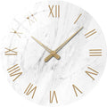 White Marble Large Clocks for Living Room Round Glass Wall Clock Battery Operated 16 Inch Silent Wall Clock Non Ticking-Ruum Studio Home