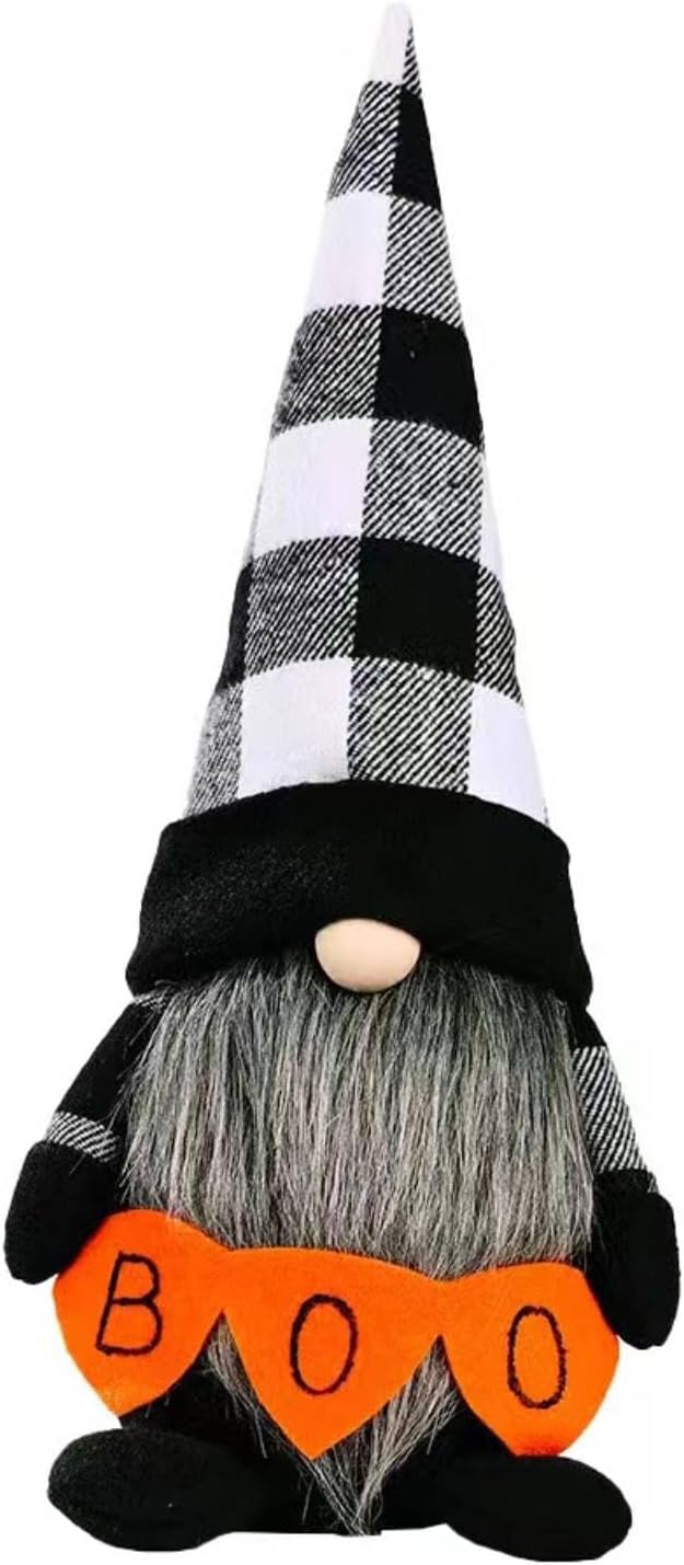 Halloween Gnomes Plush Decor, Witch Scandinavian Tomte Nisse Gnome Swedish Table Decorations, Handmade Plush Elf Dwarf for Home Stuffed Gnomes Gifts for Women, Black-Ruum Studio Home