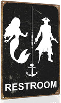 ALKB Nautical Themed Vintage Restroom Door Sign Fun Mermaid and Pirate Sign Suitable for Ocean, Beach, Ship Themed Wall Decor 8x12 Inch-Ruum Studio Home