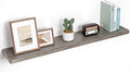 Fun Memories Floating Shelves for Wall, 48"x9.3" Rustic Solid Elm Wood Shelves, Heavy-Duty Wall Mounted Shelves with Invisible Brackets for Living Room, Bedroom, Kitchen, Grey Finish-Ruum Studio Home