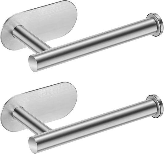 Toilet Paper Holder,Brushed Nickel,Wall Mount, Upgraded Adhesive Toilet Roll Holder,no Drilling,Bathroom/Rv/Washroom,SUS 304 Stainless Steel,Rustproof (Silver, 2 Pieces)-Ruum Studio Home