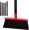 Small Broom Stiff Bristles Brush with Long Handle Indoor or Outdoor Compact Broom for Sweeping Patio Garage Garden,Deck,Concrete Floor,Bathroom (Red)-Ruum Studio Home