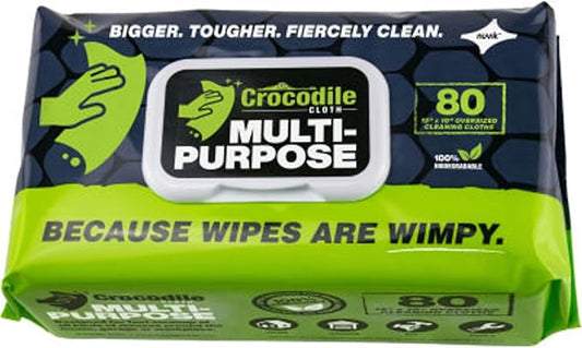 Crocodile Cloth All-Purpose Cleaning Wipes – 8 Pack/640 Total Count, 15"x10" Extra Large Plant-Based Disposable Cloths – Moist, Absorbent, Safe on Skin, Multi-Surface Use-Ruum Studio Home