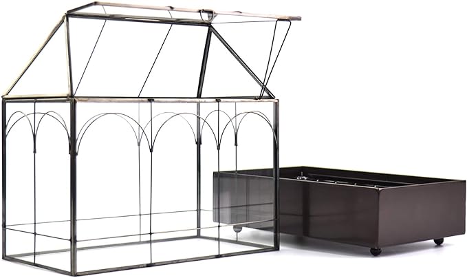 Large Tall Glass Plant Terrarium – House Succulent Terrarium Kit with Lip and Tray Glass Greenhouse Terrarium for Plant 9.5”X5.7”X11.4”-Ruum Studio Home