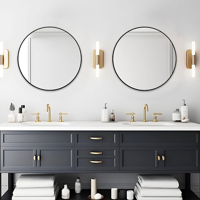 Fabuday Black Circle Mirror for Wall Decor 18 Inch - Bathroom Round Mirror with Matte Frame, Small Circular Mirrors for Entryway, Hallyway, Living Room, Bedroom-Ruum Studio Home