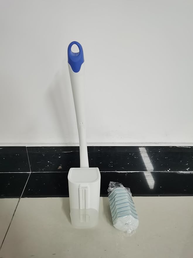 JEHONN Disposable Toilet Brush with 48 Wand Cleaner Refills, Wall Mounted Toilet Bowl Brush Holder Set, Bathroom Cleaning System for Sink Bathtub Wash Basin (Blue)-Ruum Studio Home