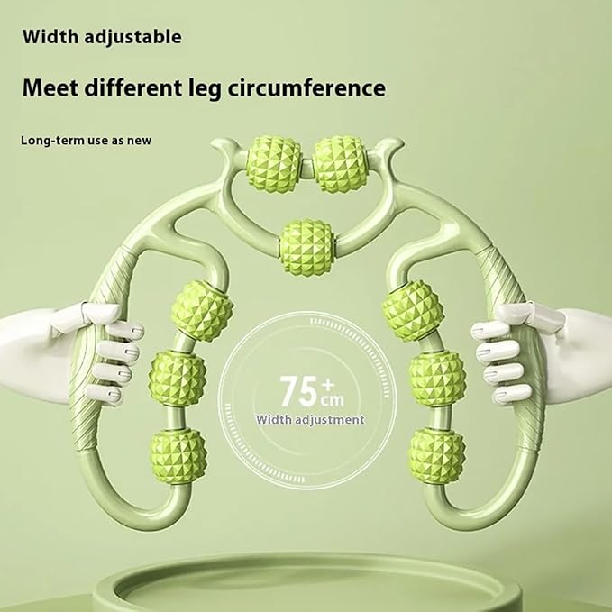10 Roller Circular Leg Massager with Bonus Massage Stick – Manual Back & Leg Rollers, Relajador de Piernas Set, Circular Leg Clamp Roller for Neck, Arms & Legs (Green)-Ruum Studio Home