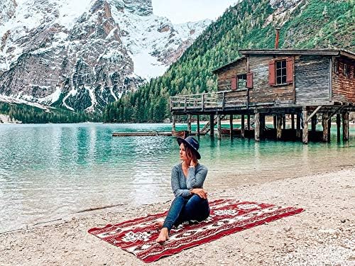 Inca Aztec Throw, Queen, King Blanket | Southwest Indian Navajo Boho Style | Native Cover for Camping, Bedding, Couch, Vanlife | Faux Alpaca, Lightweight, Hypoallergenic (Inti Red, Queen)-Ruum Studio Home