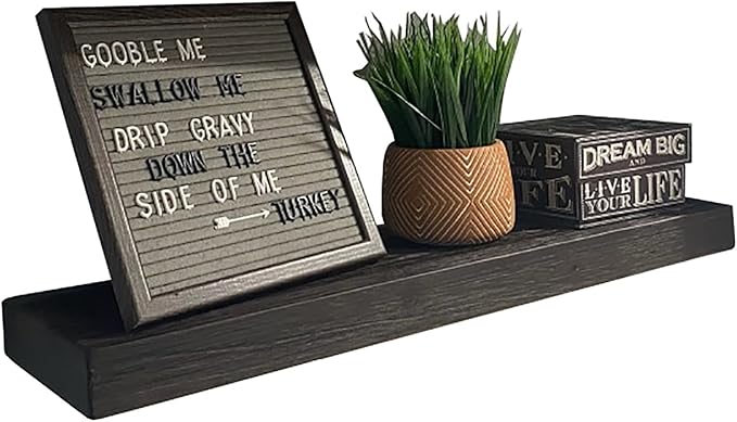 joelsantiques 30 Inch Floating Shelves for Wall - 30x6x2 in - Natural Wood, Easy Install - Heavy Duty Rustic Book Shelves - Bathroom, Kitchen, Living Room - Black-Ruum Studio Home