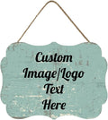 Personalized Wooden Welcome Sign Front Door Decor Home Sign Customized Image/Text Hanging Farmhouse Decorations for Home Office 11.2 * 8 Inch-Ruum Studio Home