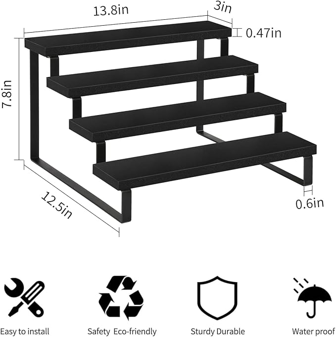 YINMIT Wooden Display Riser Stand, Tiered Perfume and Cologne Organizer Stand, 4 Tier Spice Rack Organizer, Rustic Display Shelf for Candles (4 Tier,Black)-Ruum Studio Home