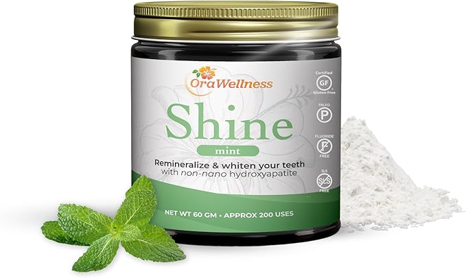 Shine Remineralizing Tooth Powder with Hydroxyapatite, Made in The USA, Fluoride Free Tooth Repair, Natural Teeth Whitening Powder, Teeth Polish & Stain Remover, Mint-Ruum Studio Home