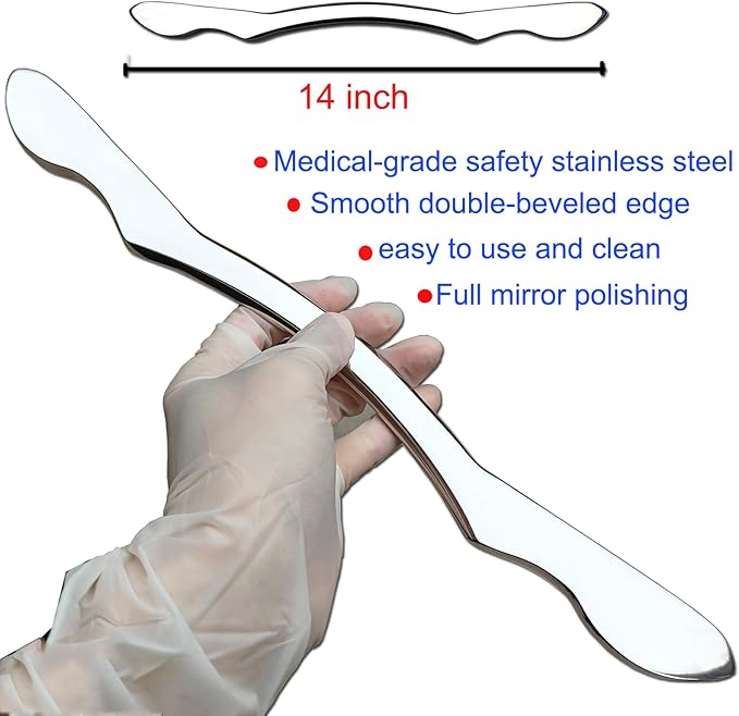 Muscle Scraper Stainless Steel Gua sha Scraping Massage Tool IASTM Tools Great Soft Tissue Mobilization Tool(Long bar)-Ruum Studio Home