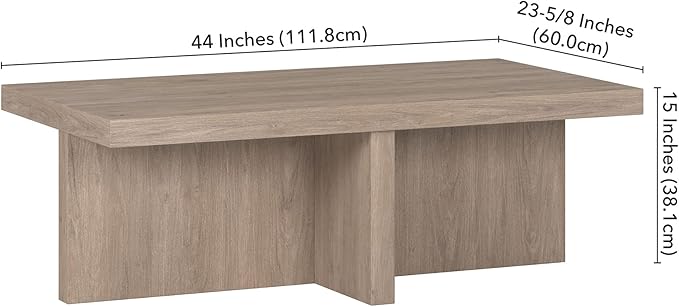 Henn&Hart Elna Coffee Table, 44" Wide,Grey-Ruum Studio Home