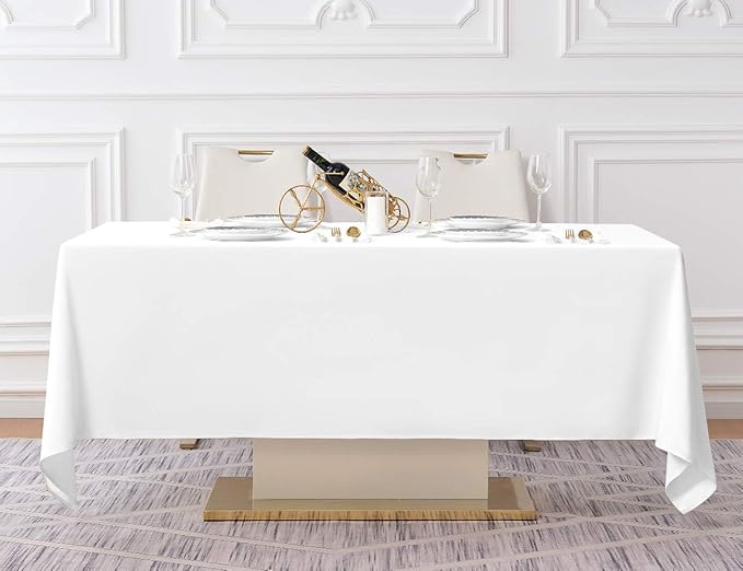 Surmente White Rectangle Tablecloth 60 x 120-inch Rectangular Polyester Table Cloth for Weddings, Banquets, or Restaurants-Ruum Studio Home