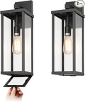 mirrea 18" Classic Outdoor Wall Sconce 1 Light in Matte Black Rectangular Metal Frame and Clear Glass Shade Waterproof Porch Light Patio Light Pack of 2-Ruum Studio Home