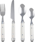 Cambridge Silverware Set, Jubilee White 16-Piece Flatware Set, Service for 4, 18/0 Stainless Steel, Silver Mirror Finish Beige Handles, Knives Spoons and Forks set, Dishwasher Safe, (Beige, 16 Pieces)-Ruum Studio Home