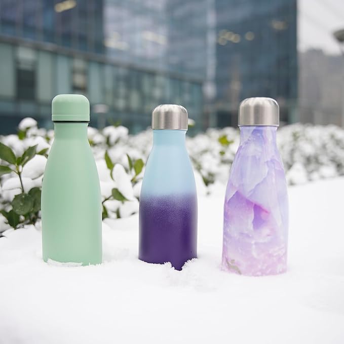 Insulated Water Bottles,12 oz Double Wall Stainless Steel Vacumm Metal Flask for Sports Travel,Marble Dawn-Ruum Studio Home