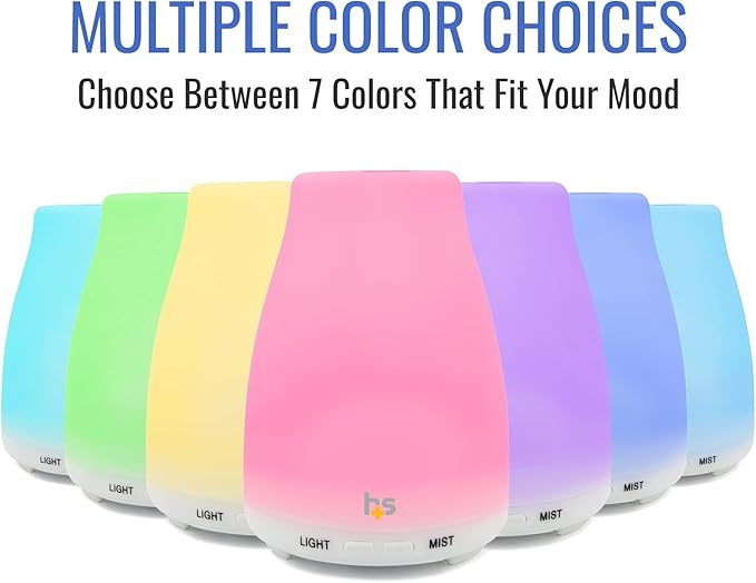 HealthSmart Essential Oil Diffuser, Cool Mist Humidifier and Aromatherapy Diffuser with 150ML Tank Ideal for Small Rooms, Adjustable Timer and Mist Mode, White-Ruum Studio Home
