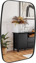 ANDY STAR Black Oblong Mirror, 32x40 Inch Black Oval Mirror for Bathroom with Stainless Steel Metal Frame, Wall Mouned for Bathroom, Living Room, Entryway-Ruum Studio Home