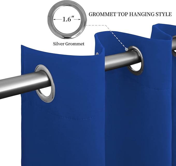 Easy-Going Blackout Curtains for Bedroom, Solid Thermal Insulated Grommet and Noise Reduction Window Drapes, Room Darkening Curtains for Living Room, 2 Panels (52x63 in,Classic Blue)-Ruum Studio Home