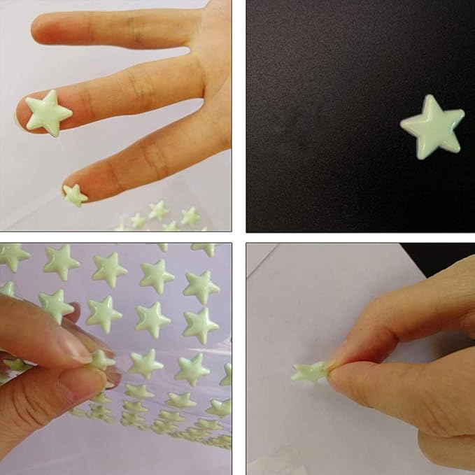 Quanhaigou Realistic 3D Domed Stars Glow in The Dark,615 pcs Dots Stars for Starry Sky, Stickers for Ceiling and Wall Decals, Perfect for Kids Bedding Room Party Birthday Gift(615 pcs)-Ruum Studio Home
