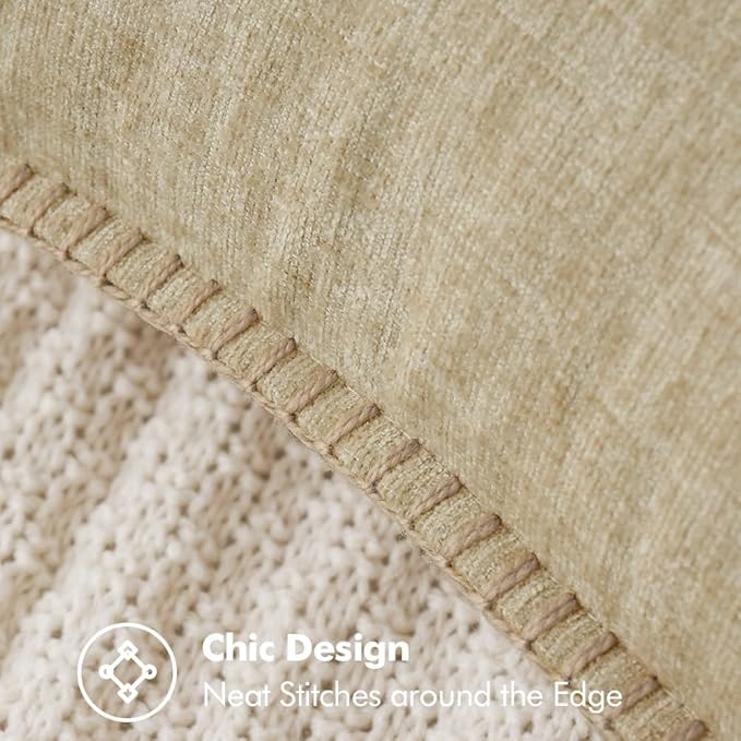 MIULEE Pack of 2 Couch Throw Pillow Covers 20x20 Inch Beige Farmhouse Decorative Pillow Covers with Stitched Edge Soft Chenille Solid Dyed Spring Pillow Covers for Sofa Bed Living Room-Ruum Studio Home