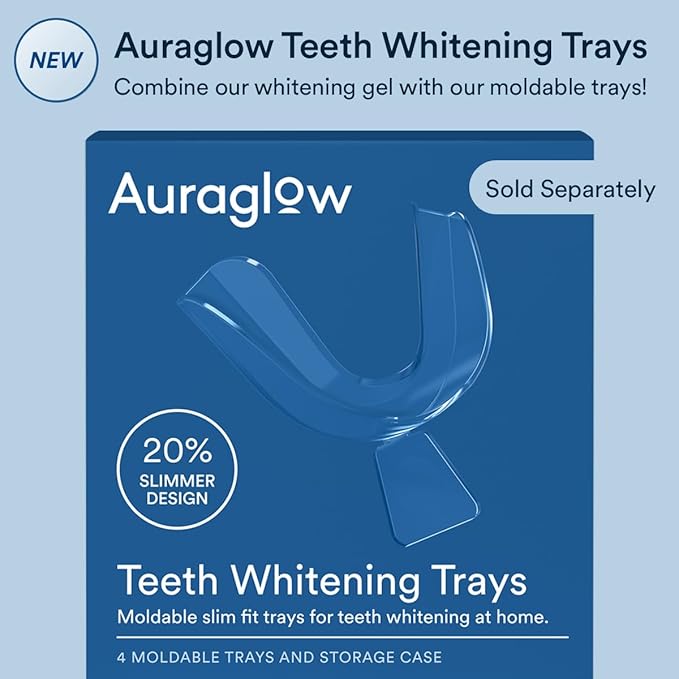 Auraglow 35% Teeth Whitening Gel Syringe Refill Pack, 35% Carbamide Peroxide, 30 Whitening Treatments, (3) 5mL Whitening Gel Syringes, Sensitive Teeth Whitening-Ruum Studio Home