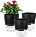Vanavazon 6 Inch Self Watering Planter Pots for Indoor Plants, 3 Pack African Violet Pots with Wick Rope-Black-Ruum Studio Home