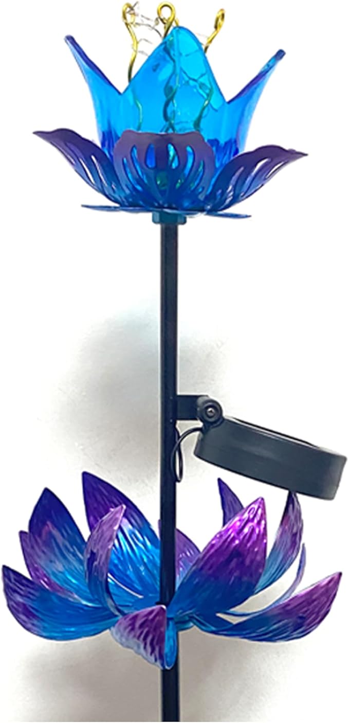 Solar Wind Spinner Outdoor, 63 Inch Metal Wind Spinner Yard Art with LED Lights, Three-Layer Flower Design Pinwheels for Yard and Garden Decor, Solar Garden Decor-Ruum Studio Home