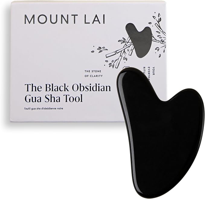 Mount Lai Obsidian Gua Sha Facial Tool – The Stone of Transformation – 100% Genuine Black Obsidian Stone Face Sculpting Tool for Lymphatic Drainage, Puffiness Reduction & Jaw Tension Relief-Ruum Studio Home