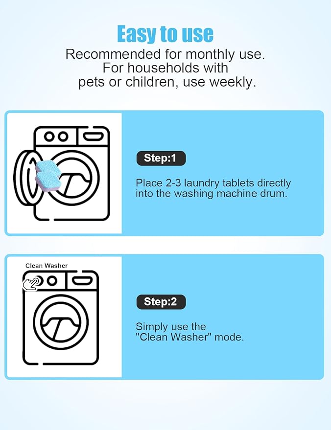 Washing Machine Cleaner Tablet : 12pack/6 Month Supply, washer cleaner table for laundry,top loader,front load or HE washing machine, effective deep cleaner, descaler, remover(Lavender)-Ruum Studio Home