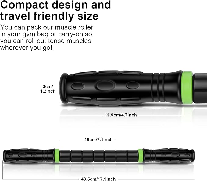 iGreely Premium Muscle Roller The Ultimate Massage Roller Stick 17 Inches Recommended by Physical Therapists Promotes Recovery Fast Relief for Cramps Soreness Tight Muscles Black-Ruum Studio Home