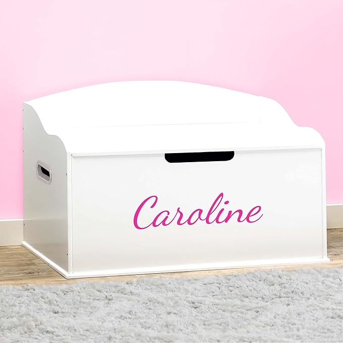 DIBSIES Personalized Creative Wonders Toy Box, Signature Series for Girls, 30 x 19.25 x 18 inches, Soft-Close Lid (White)-Ruum Studio Home