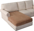PrinceDeco Sectional Couch Covers Velvet Couch Cover for Dogs Washable L Shaped Couch Cover 1 Piece Individual Sectional Couch Covers with Elastic Bottom(Chaise Lounge,Camel)-Ruum Studio Home