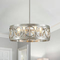 XINGQI 6-Light Modern Farmhouse Chandelier Brushed Nickel, 21.7'' Drum Ceiling Light Fixture for Living Dining Room Over Table with Round Metal Shade Pendant Lighting-Ruum Studio Home
