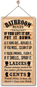 Rustic Western Bathroom Decor - Funny Wall Signs, Farmhouse Country Rules Wall Decor H1-Ruum Studio Home